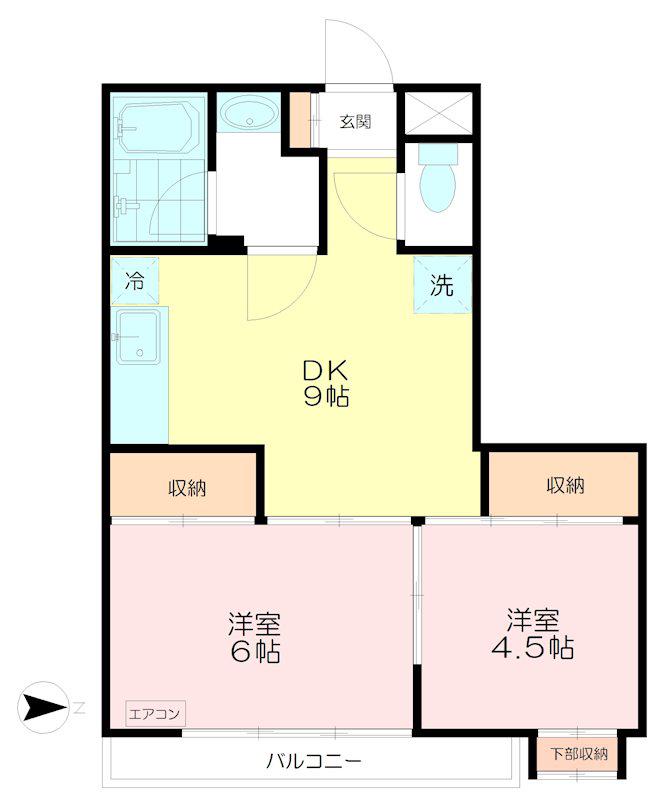 榎本第一ビル(2DK/2階)の間取り写真