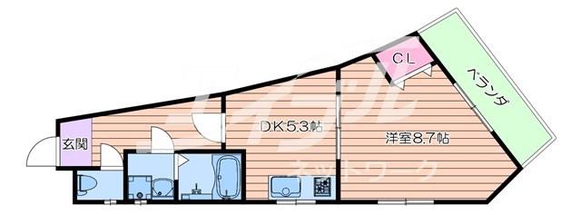 KAMITANI III BLD(1K/5階)の間取り写真