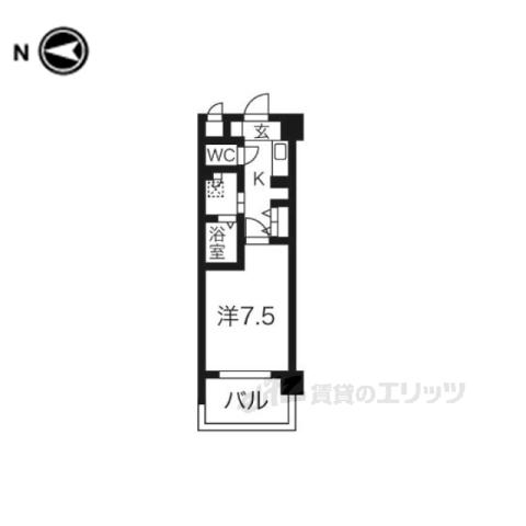 インベスト京都白川(1K/6階)の間取り写真