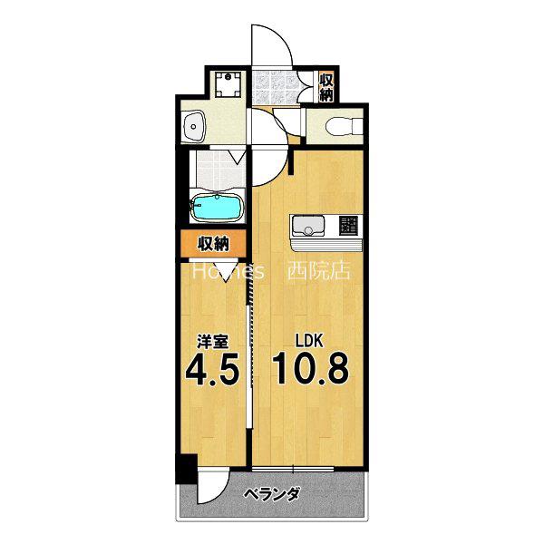 CREST TAPP京都太秦天神川DEX I(1LDK/2階)の間取り写真