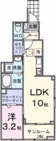 サンパティークG棟(1LDK/1階)の間取り写真