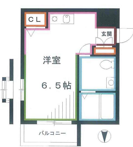 ファーストヒルズ武蔵小金井B棟(ワンルーム/2階)の間取り写真