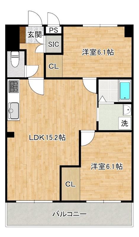 霧ヶ丘コーポラス(2LDK/2階)の間取り写真