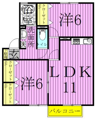 グランシャリオ(2LDK/2階)の間取り写真
