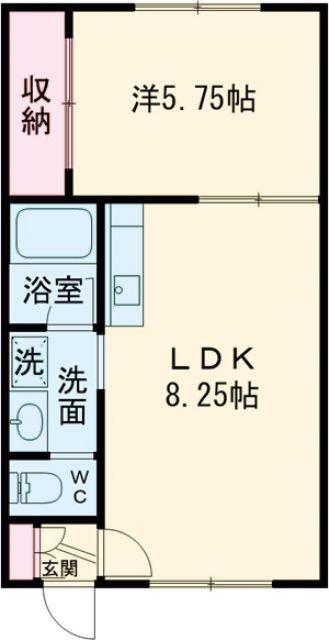 ピュアパレス昭和(1LDK/2階)の間取り写真
