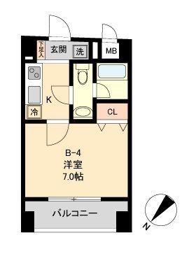 COMODO水天宮レジデンス(1K/2階)の間取り写真