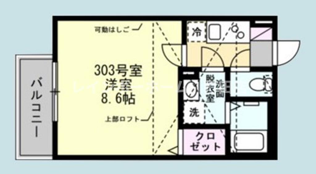 ベイルーム田奈Ⅰ(1K/3階)の間取り写真