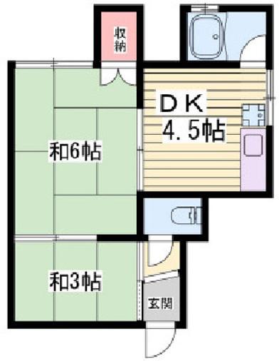 ペディーコート姫路神子岡前(2DK/1階)の間取り写真