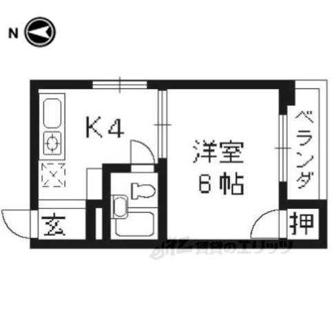 万栄ビル(1K/2階)の間取り写真