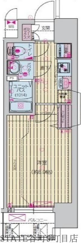 プレサンス芦原橋ヴィブラス(1K/2階)の間取り写真