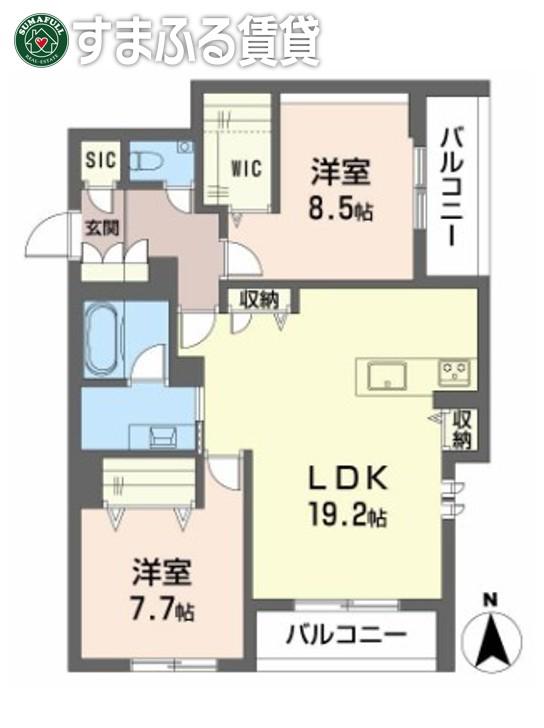 プレミアス御幸(2LDK/3階)の間取り写真