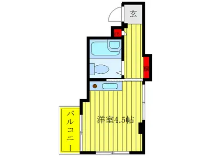 宝マンション常盤台(1K/2階)の間取り写真