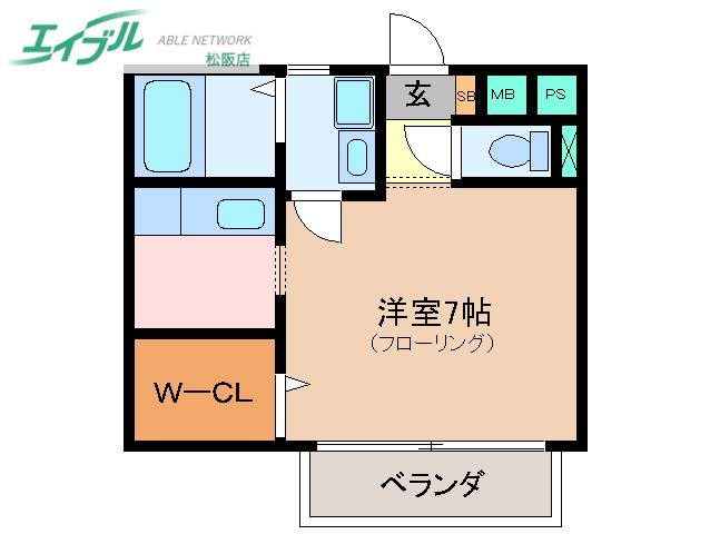 エスポワール(1K/1階)の間取り写真