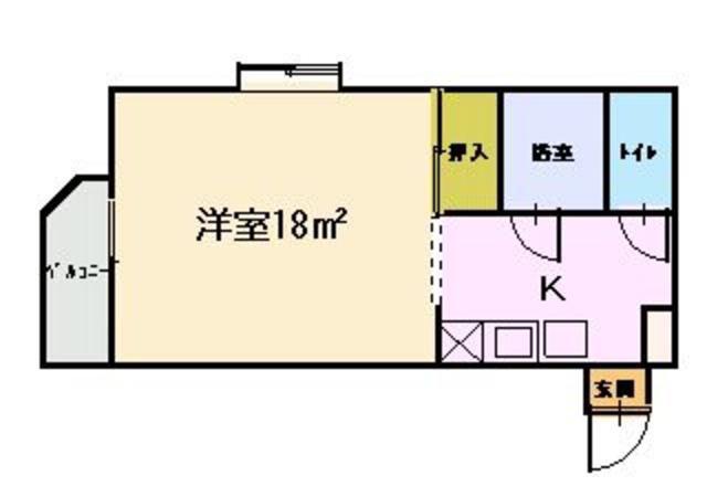 グランドール小松島(1K/4階)の間取り写真
