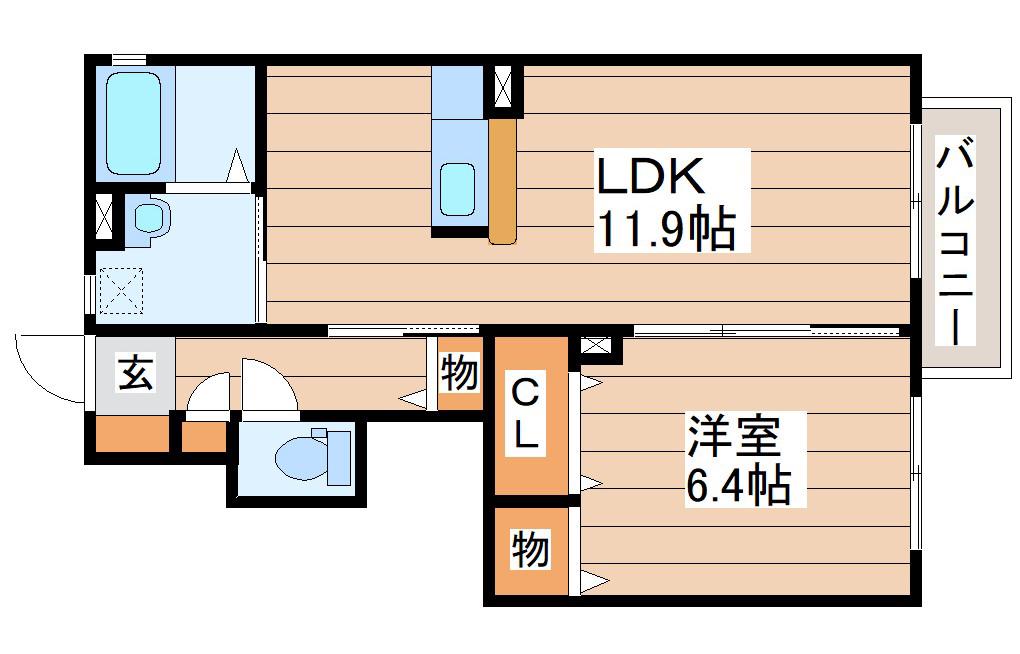 メゾン・カームニスB(1LDK/1階)の間取り写真