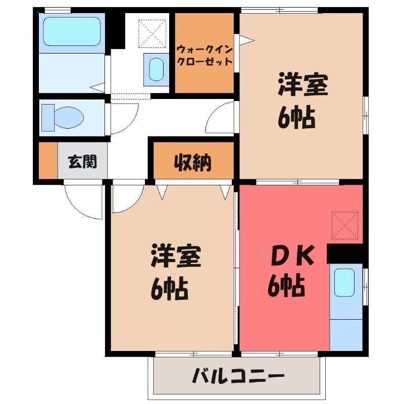シャンポワールC(2DK/1階)の間取り写真