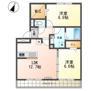 マルベルN(2LDK/3階)の間取り写真