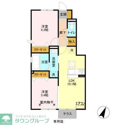 サウスヒルズⅡ(2LDK/1階)の間取り写真