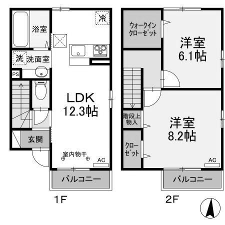 プリーモ(2LDK/1階)の間取り写真
