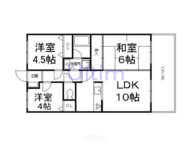 朝日プラザ伏見桂川(3LDK/2階)の間取り写真