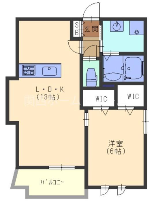 ラ・クール(1LDK/2階)の間取り写真