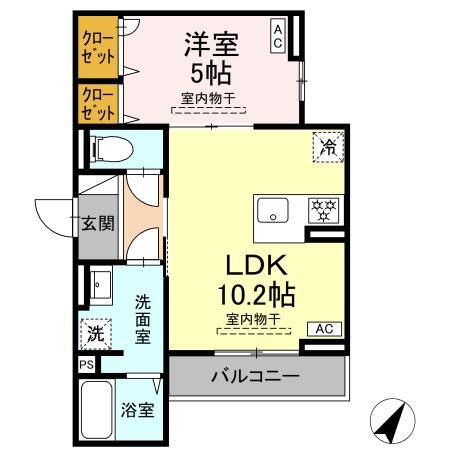 コルザ南台(1LDK/3階)の間取り写真