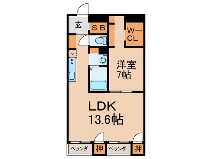 駒川エンビィハイツ(1LDK/8階)の間取り写真