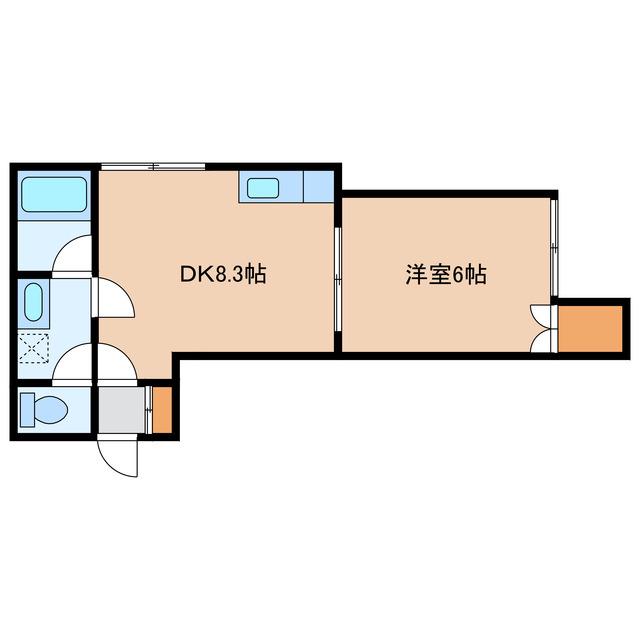 パレドール壱番館(1DK/2階)の間取り写真