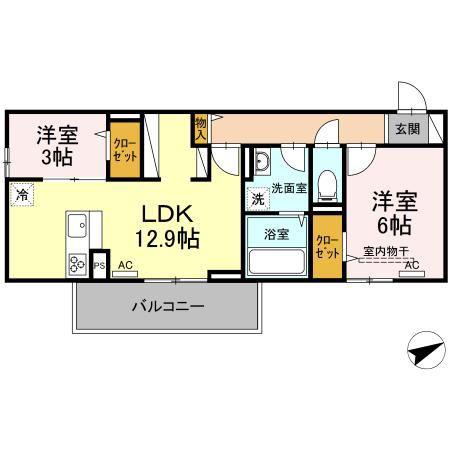 ステラヒルズ(2LDK/3階)の間取り写真