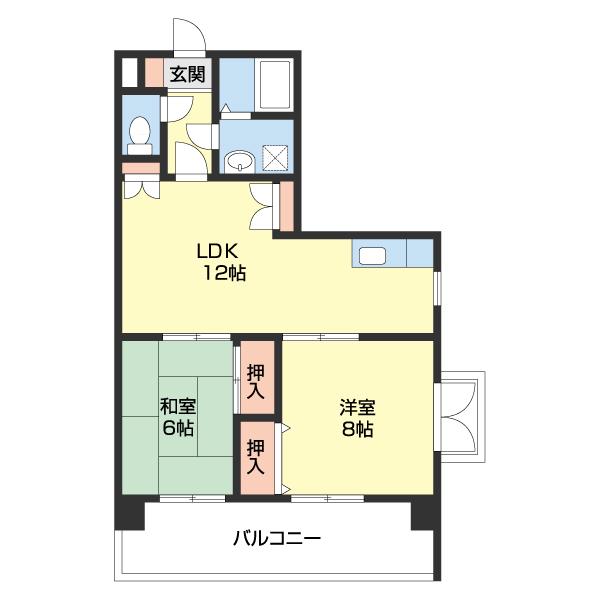 グリーンヒル(2LDK/1階)の間取り写真