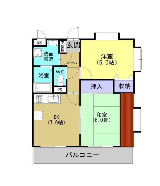 プレシャスJ(2DK/2階)の間取り写真