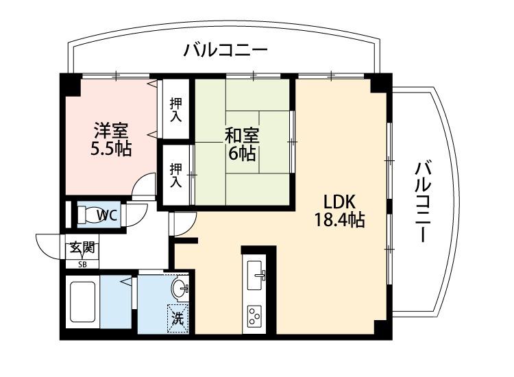 アロンジェ・ビラージュ(2LDK/4階)の間取り写真