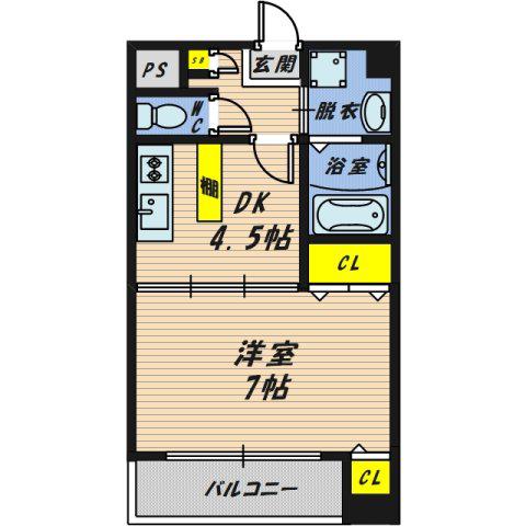 ベルダァーⅢ番館(1DK/6階)の間取り写真