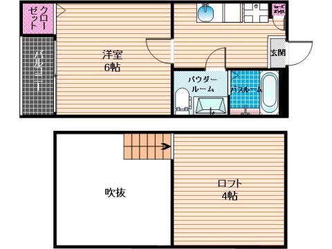 ガーラ大橋(1K/1階)の間取り写真