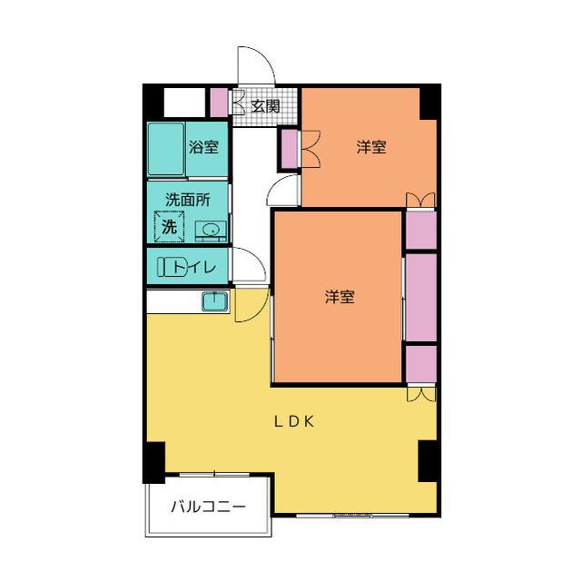 和光ビル(2LDK/9階)の間取り写真