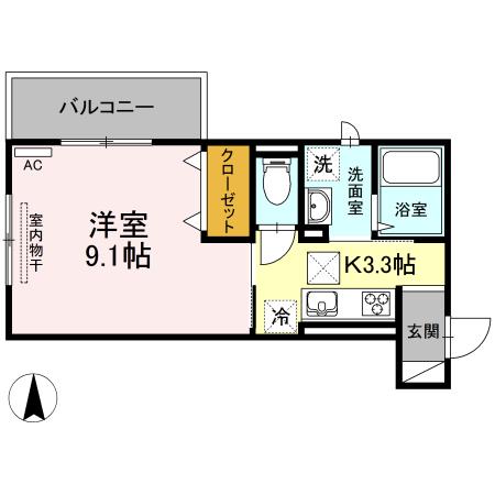 リッツレジデンスB棟(1K/1階)の間取り写真