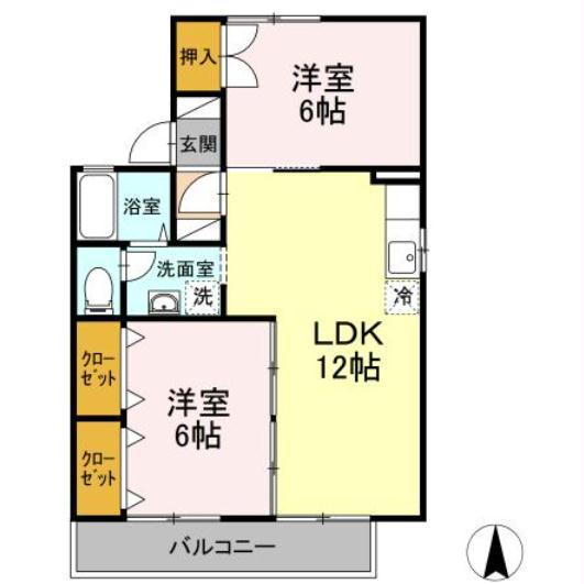 サングリーンハウス(2LDK/2階)の間取り写真