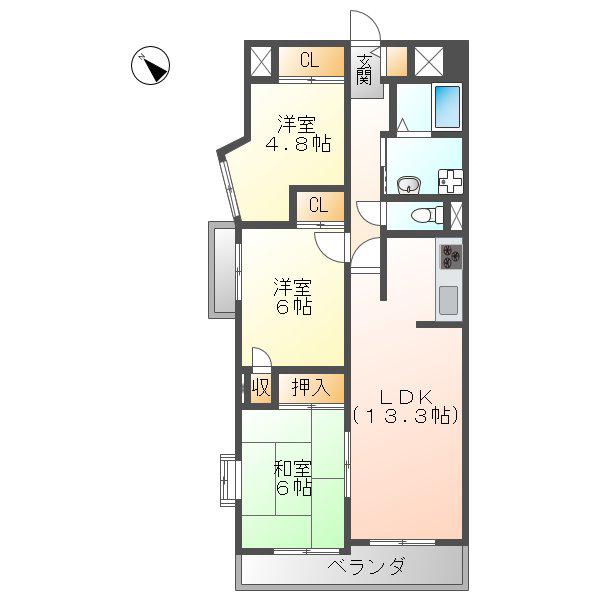 日本泉ビル(3LDK/11階)の間取り写真