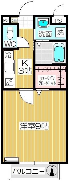 ウエストプランドール(1K/2階)の間取り写真