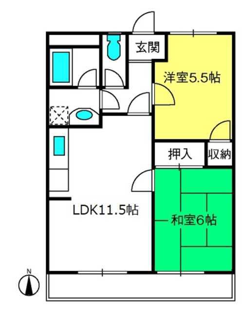 エコーハイツ(2LDK/2階)の間取り写真
