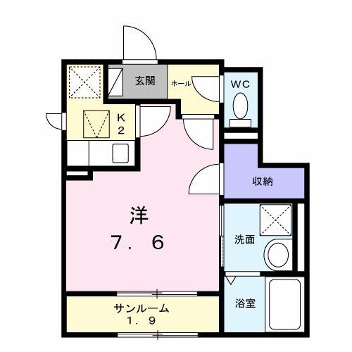 プラシード エイワン(1K/1階)の間取り写真