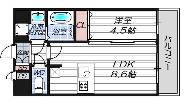 エスライズ新大阪フロント(1LDK/14階)の間取り写真