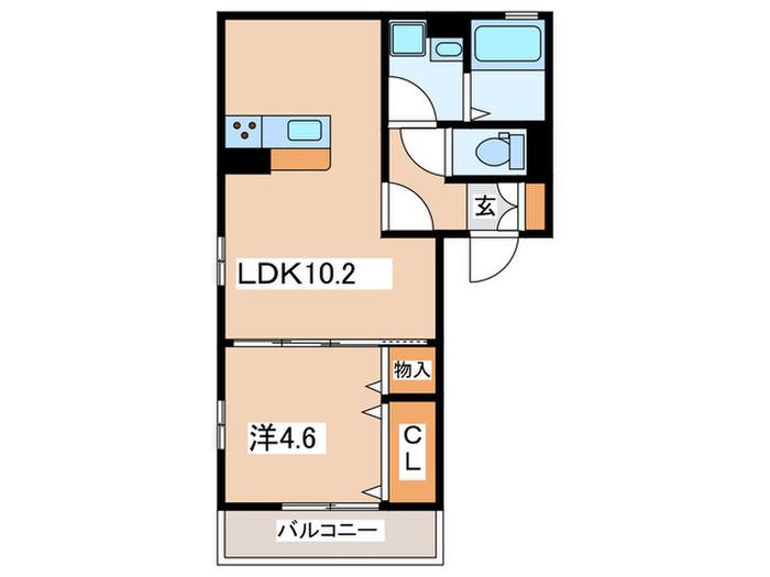 プランドール湘南(1LDK/3階)の間取り写真