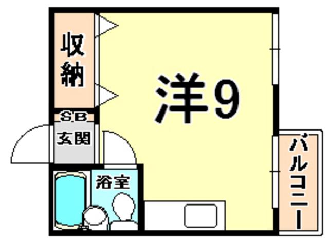 メゾンドソレイユ(ワンルーム/2階)の間取り写真