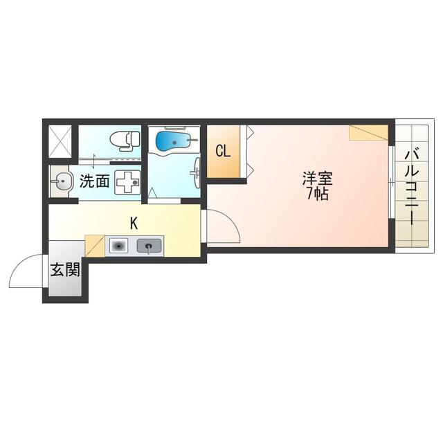 アフィット我孫子(1K/2階)の間取り写真