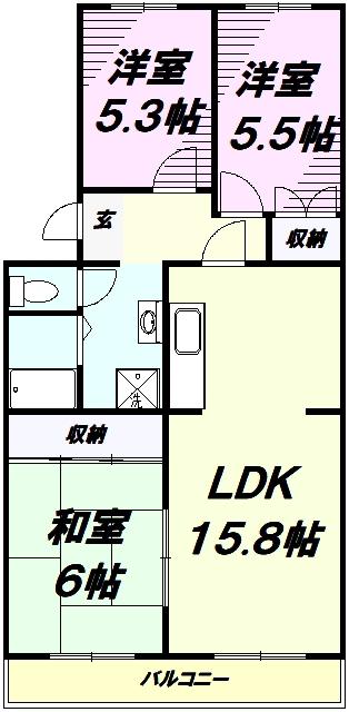ファミール八王子1号棟(3LDK/3階)の間取り写真