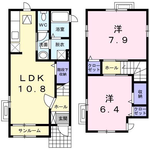 アドバンスB(2LDK/1階)の間取り写真