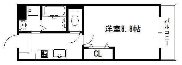 GRANDIR西院(1K/2階)の間取り写真