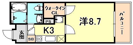 ワコーレ六甲道オービット2(1K/5階)の間取り写真
