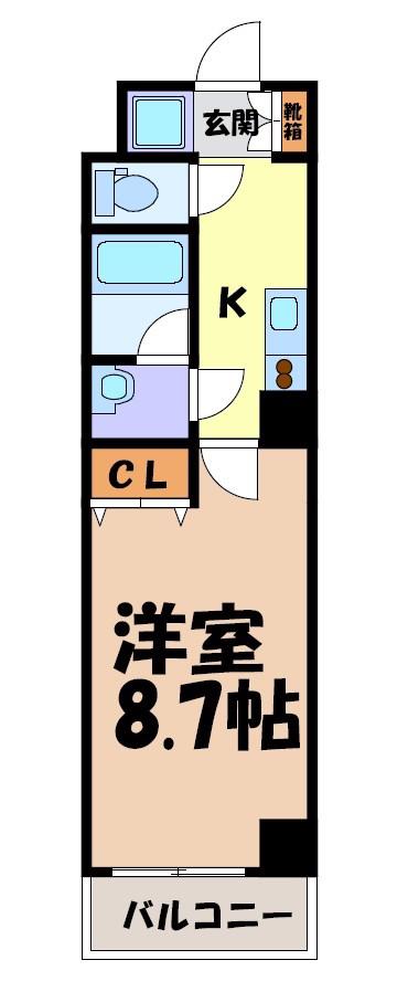 ヴァンキッシュ(1K/6階)の間取り写真